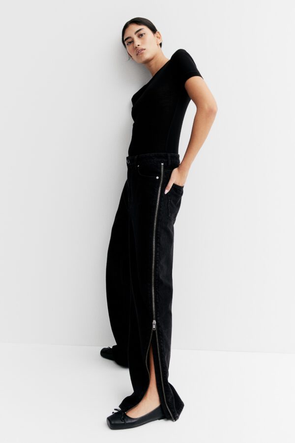 Zip Detail Denim Pants