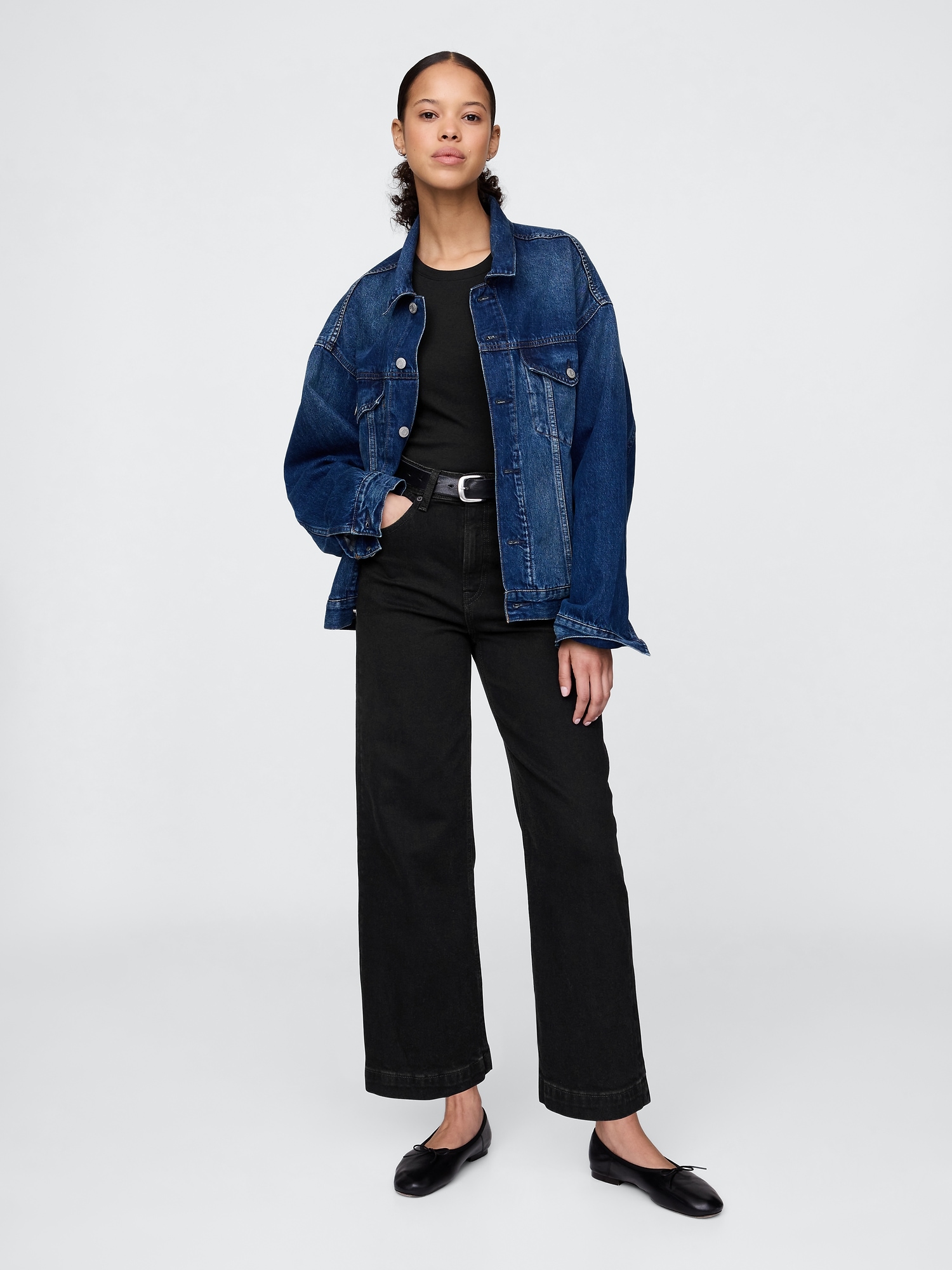 Curvy High Rise Stride Wide-Leg Ankle Jeans