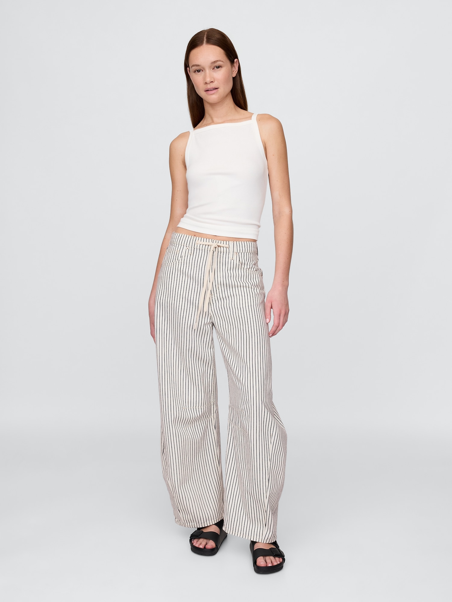 High Rise Denim Stripe Horseshoe Jeans
