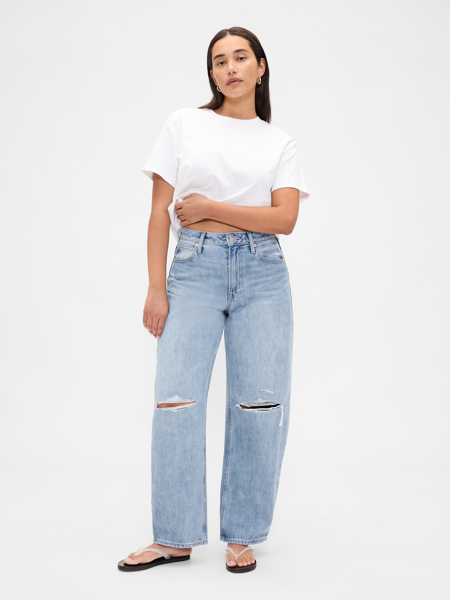 Curvy High Rise Barrel Jeans